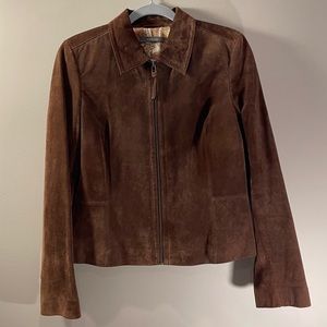 Liz Claiborne 100% Suede Chocolate Brown Colorful Paisley Lining Women’s Size 8